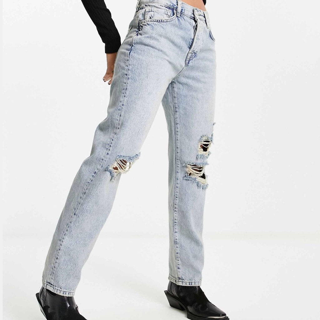 Free People Bren Distressed Boyfriend Jeans In Blue